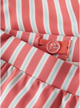 Fato de banho Name It Zigurt listras de coral para menino.