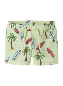 Fato de banho Name It Zigurt estampado de lima para menino.