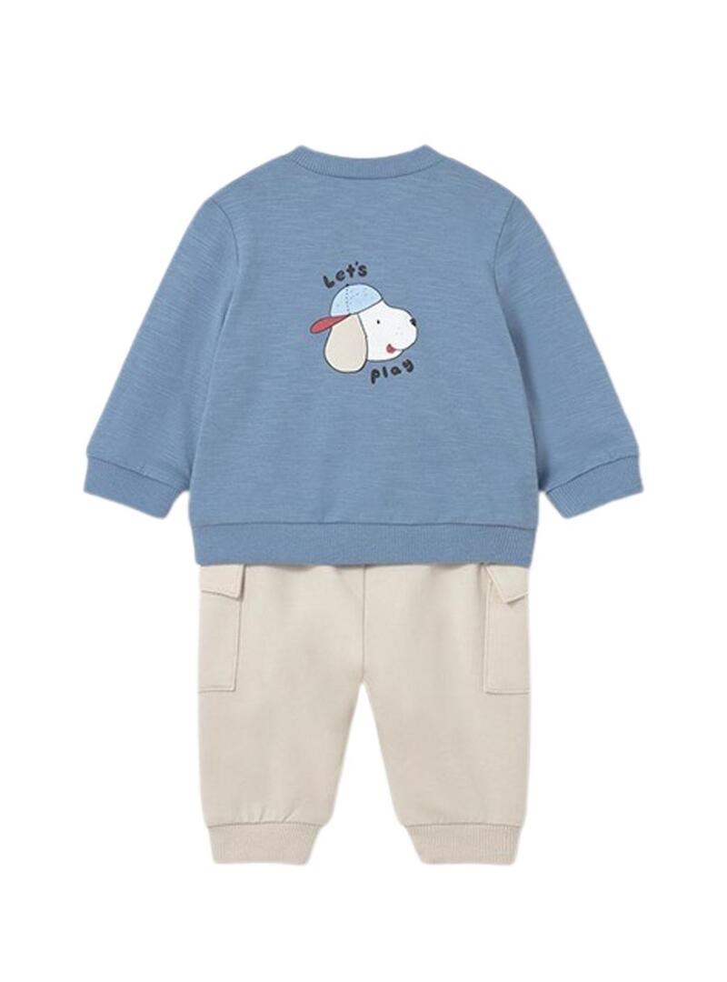 Conjunto Mayoral dos looks esportivos azul e vermelho para bebê.