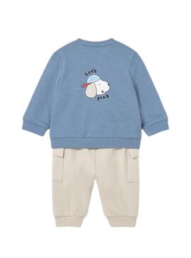 Conjunto Mayoral dos looks esportivos azul e vermelho para bebê.