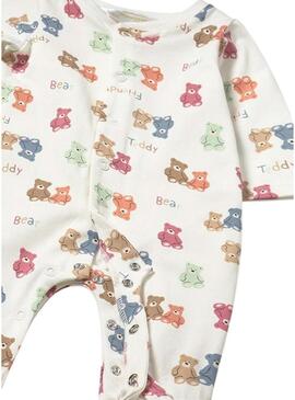 Pack Mayoral de dois macacões de urso multicoloridos para bebê.