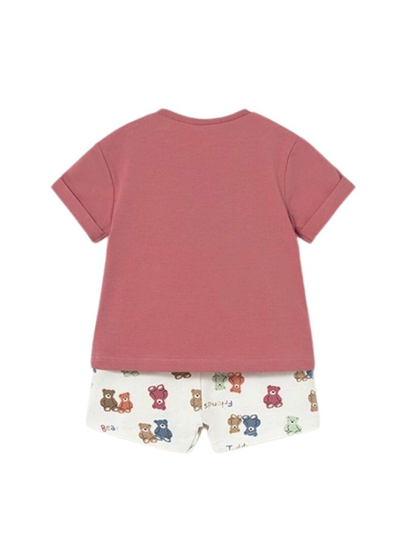 Conjunto de urso Teddy rosa para bebê.