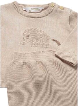 Conjunto Mayoral ponto ouriço bege para bebê