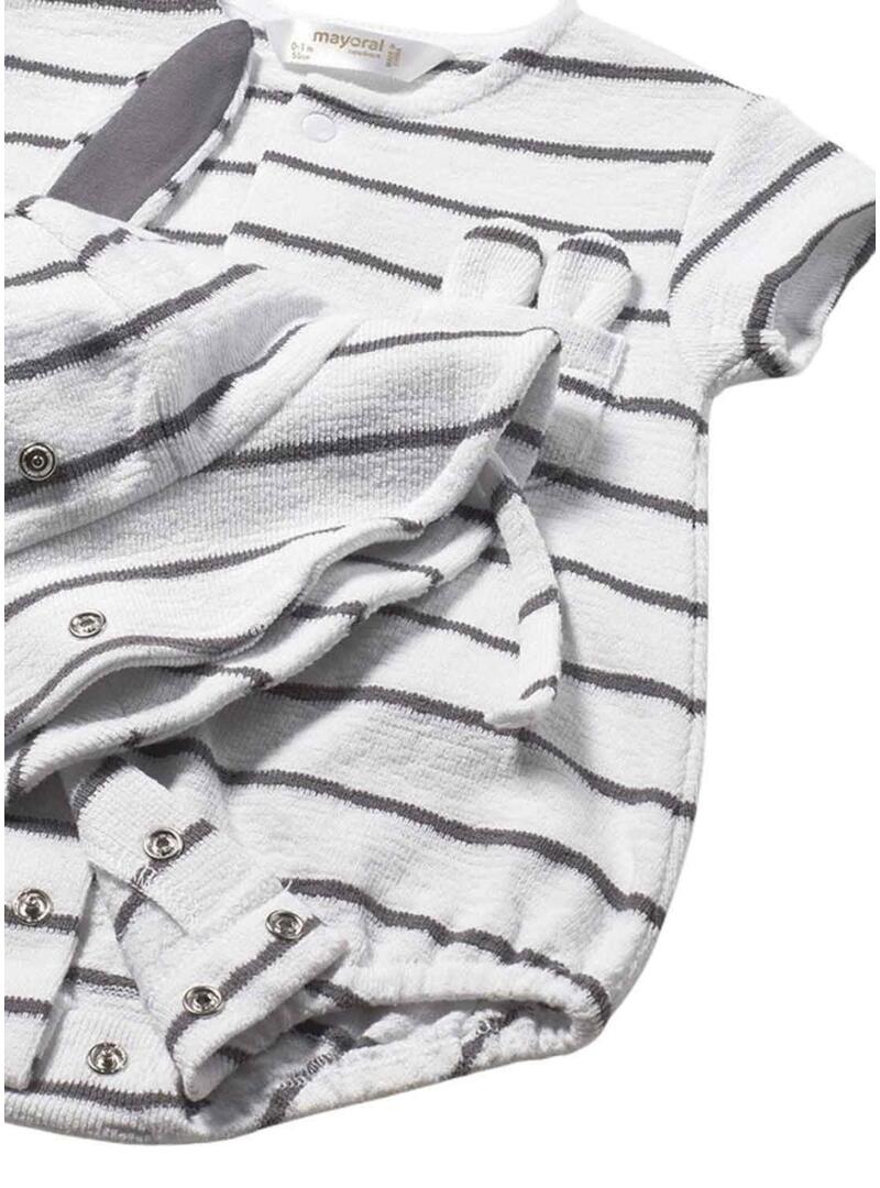 Pijama Mayoral listrado com gorro orelhinhas para bebê menino