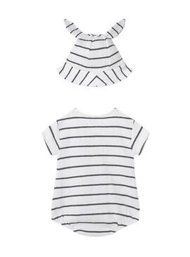 Pijama Mayoral listrado com gorro orelhinhas para bebê menino