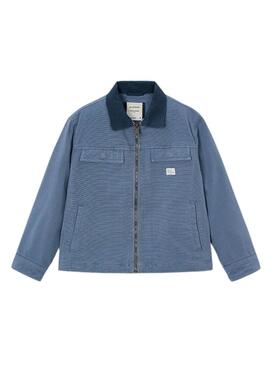 Caçador Mayoral azul médio com gola contrastante para menino.