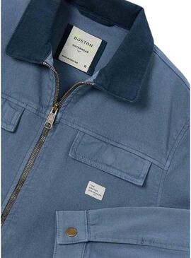 Caçador Mayoral azul médio com gola contrastante para menino.