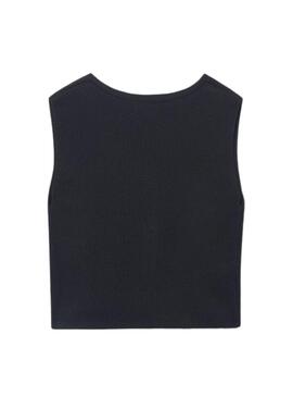 Colete Mayoral em azul marinho de tricô para menina.