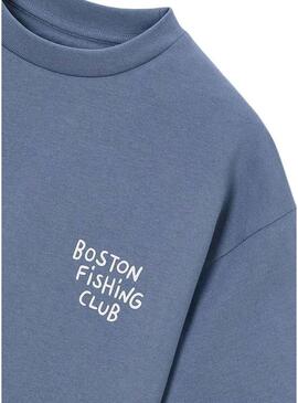 Camiseta Mayoral Boston Fishing Club azul médio para criança