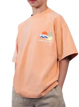 Camiseta Mayoral Búho Barcelona sol e praia coral para menino.