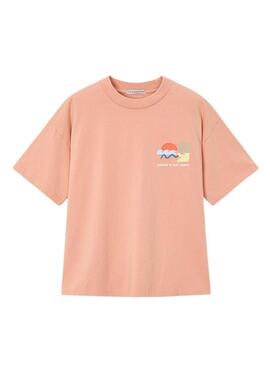 Camiseta Mayoral Búho Barcelona sol e praia coral para menino.