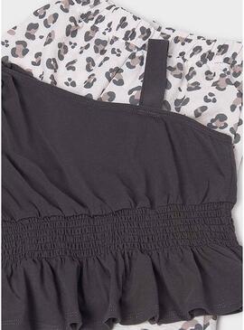 Conjunto Mayoral Animal Print branco e preto para menina