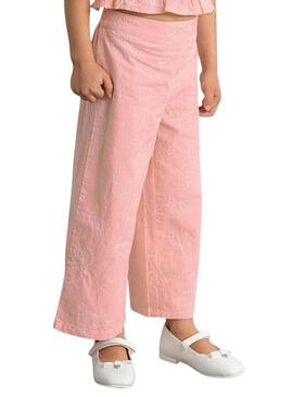 Conjunto Mayoral bordado rosa para menina.