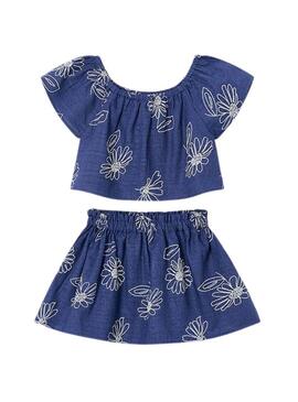 Conjunto infantil de porcelana azul da Mayoral para meninas.
