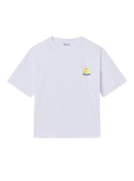 Camiseta Mayoral Coquetel branca para menina.