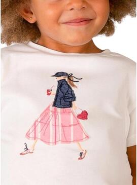 Camisa Mayoral Girl branca para menina.