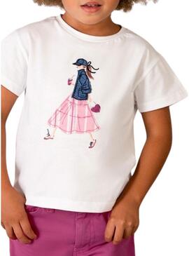 Camisa Mayoral Girl branca para menina.