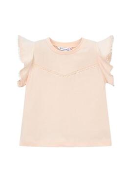 Camisola Mayoral com rendas rosa para menina.