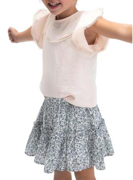 Camisola Mayoral com rendas rosa para menina.