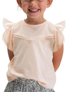 Camisola Mayoral com rendas rosa para menina.