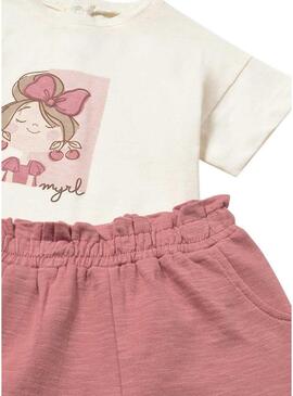 Conjunto de moletom Mayoral cerejas rosa para menina