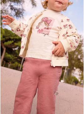Conjunto de moletom Mayoral cerejas rosa para menina