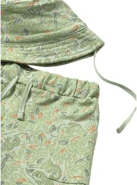 Conjunto de três peças Mayoral Camaleão verde para menino.