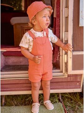 Conjunto com jardineira Mayoral Camaleão laranja para menino.