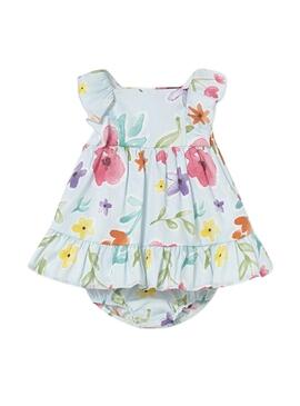 Vestido cobre fralda Mayoral estampado floral para recém-nascida