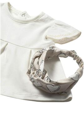 Conjunto de três peças Mayoral ursinhos cru para recém-nascida.