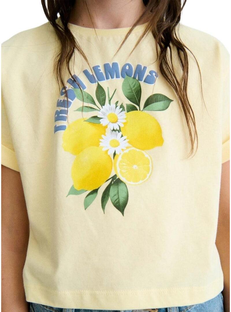 Camiseta Mayoral Fresh Lemons amarela para menina