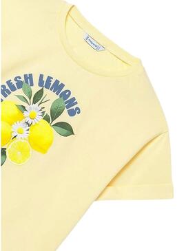 Camiseta Mayoral Fresh Lemons amarela para menina