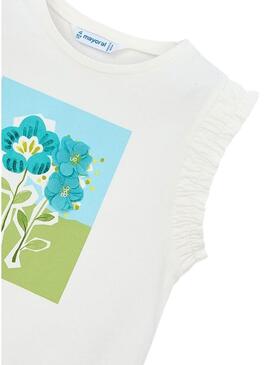 Camiseta Mayoral alcinhas branco para menina
