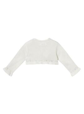 Jaqueta Mayoral tricot básica branca recém-nascido.