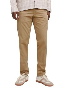 Calça Jack and Jones Kane chino bege para homem.