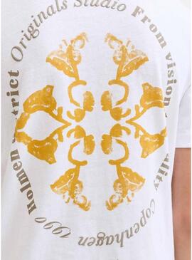 Camiseta Jack and Jones Ontauk branca para criança.