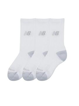 Pacote de meias New Balance Youth Active brancas para crianças.