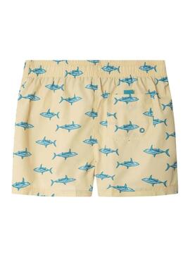 Fato de banho Pepe Jeans Shark amarelo estampado para menino.