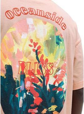 Camiseta Jack and Jones Montauk rosa para homem