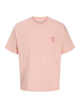 Camiseta Jack and Jones Montauk rosa para homem