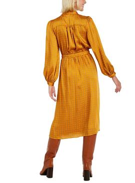 Vestido Naf Naf Amarelo Cetim Para Mulher