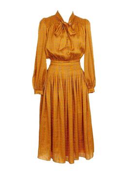 Vestido Naf Naf Amarelo Cetim Para Mulher