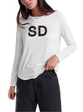 Top Superdry Graphic Branco Mulher