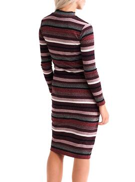 Vestido Superdri Listrado Vermelho Mulher