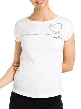 T-Shirt Naf Naf Heart Mulher Branca