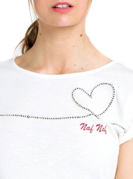 T-Shirt Naf Naf Heart Mulher Branca