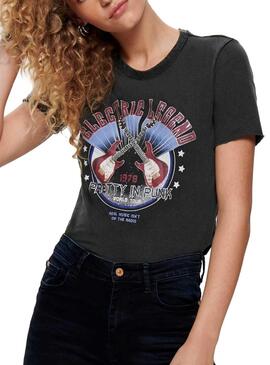 T-Shirt Only Lucy Punk Preto Mulher