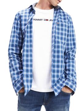 Camisa Tommy Jeans Essential Check Azul Homem