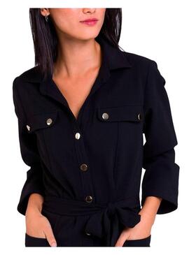 Vestido Naf Naf botões de ouro preto para Mulher