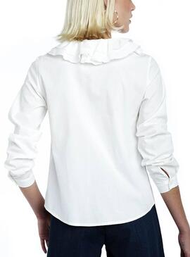 Camisa Naf Naf Volantes Branco Para Mulher